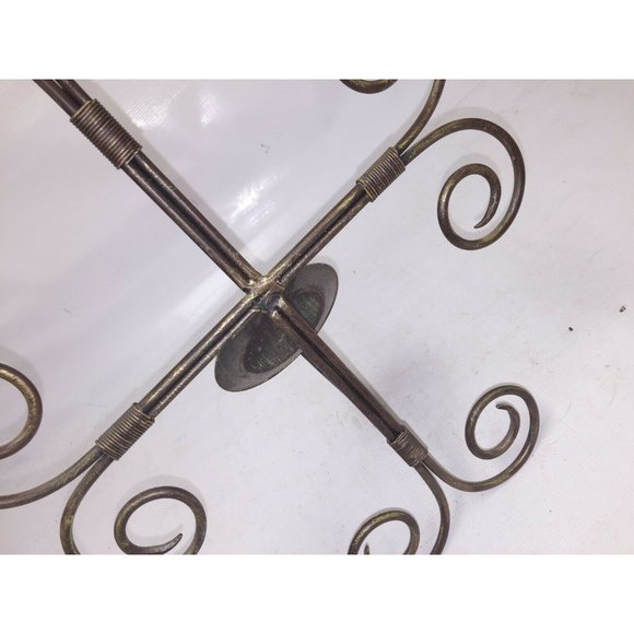Pretty METAL swirled CROSS Pillar CANDLE Holder Sconce gold accent - Picture 6 of 10
